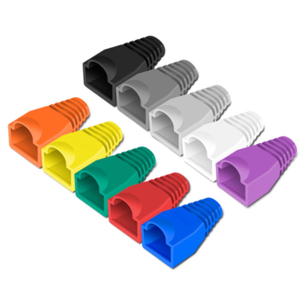 100PCS RJ45 Rubber Sleeve Cable Head Sheath Multi-color Head Sheath Ethernet Cable Protective Case Network Plug Socket Boot Cap