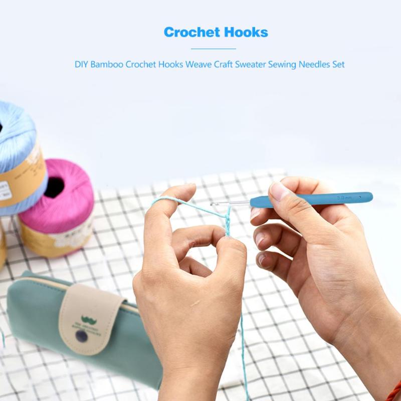 Crochet Hooks Set DIY Needlework Storage Smooth Touch TPR Soft Handle Weave Yarn Knitting Needle Crochet para tejer