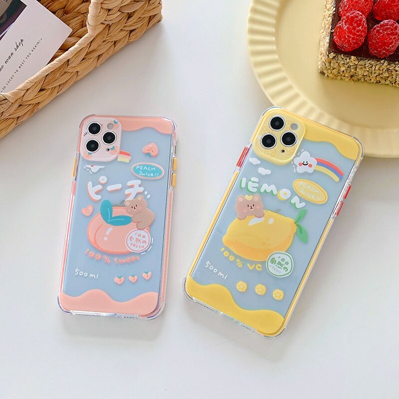 Fruit bear color edge telefon etuier til huawei  p30 p30 pro  p40 p40 pro mate 30 30 pro nova 5 6 7 blødt klart silikone bagcover