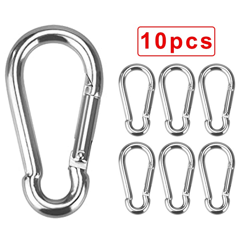 20 pz mini moschettone portachiavi in lega di alluminio d-squillare fibbia moschettone a molla moschettone clip portachiavi campeggio esterno uso quotidiano: 10pezzi (argento)
