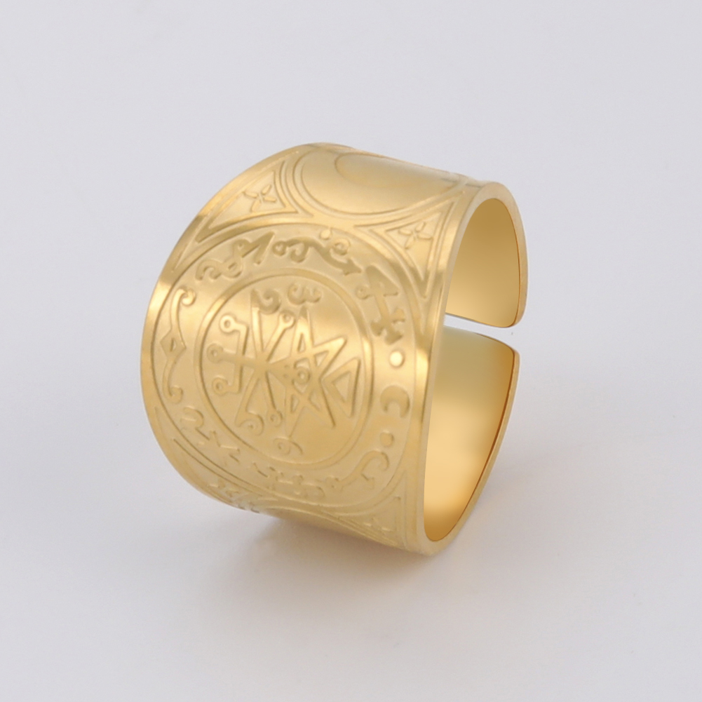 Dawapara Sigillo dei Sette Arcangeli Segreto dell'Universo Anello in Acciaio Inossidabile Salomone Kabbalah Amuleto di Protezione Talismano: 10 / champagne Oro