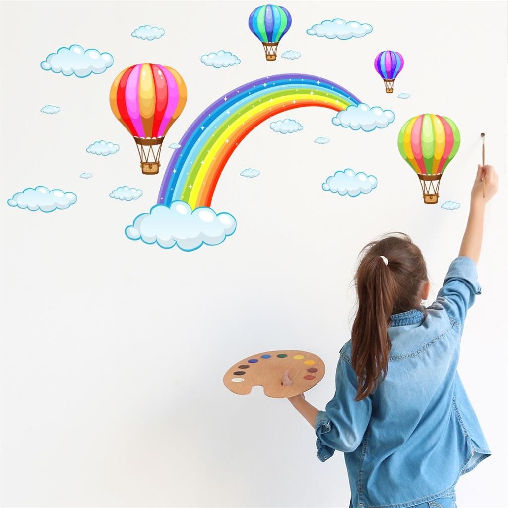 Cartoon Regenboog Patroon Muurstickers Home Decoratie Cartoon Muurstickers Verwijderbare Voor Kinderen Kamers Grafiek Nursery Decor Muur Ar