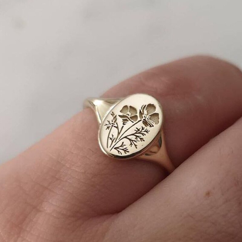 empfindlich Oval Wildblumen Ring zierlich Klassische und exquisit Druck aufbringen Blumen- Gänseblümchen Blume Ring für Frauen Kranz Hand-geschnitzt