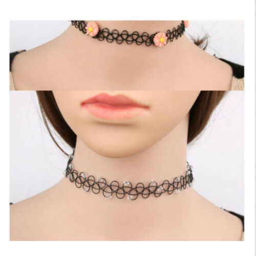 12 sztuk/zestaw moda rozciągać tatuaż tęczowy naszyjnik punk gotyk elastyczny choker retro punk tatuaż naszyjnik