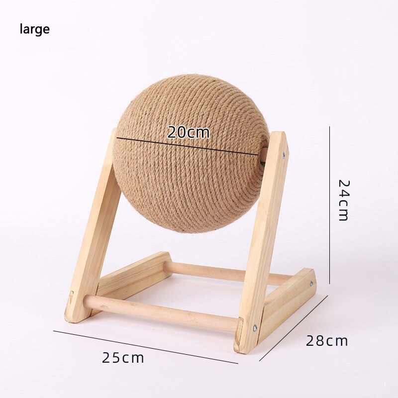 Cat Scratching Ball Toy Kitten Sisal Rope Ball Board Grinding Claw Wooden Frame Climbing Cat Scratcher Wear-Resistant Cat Toy