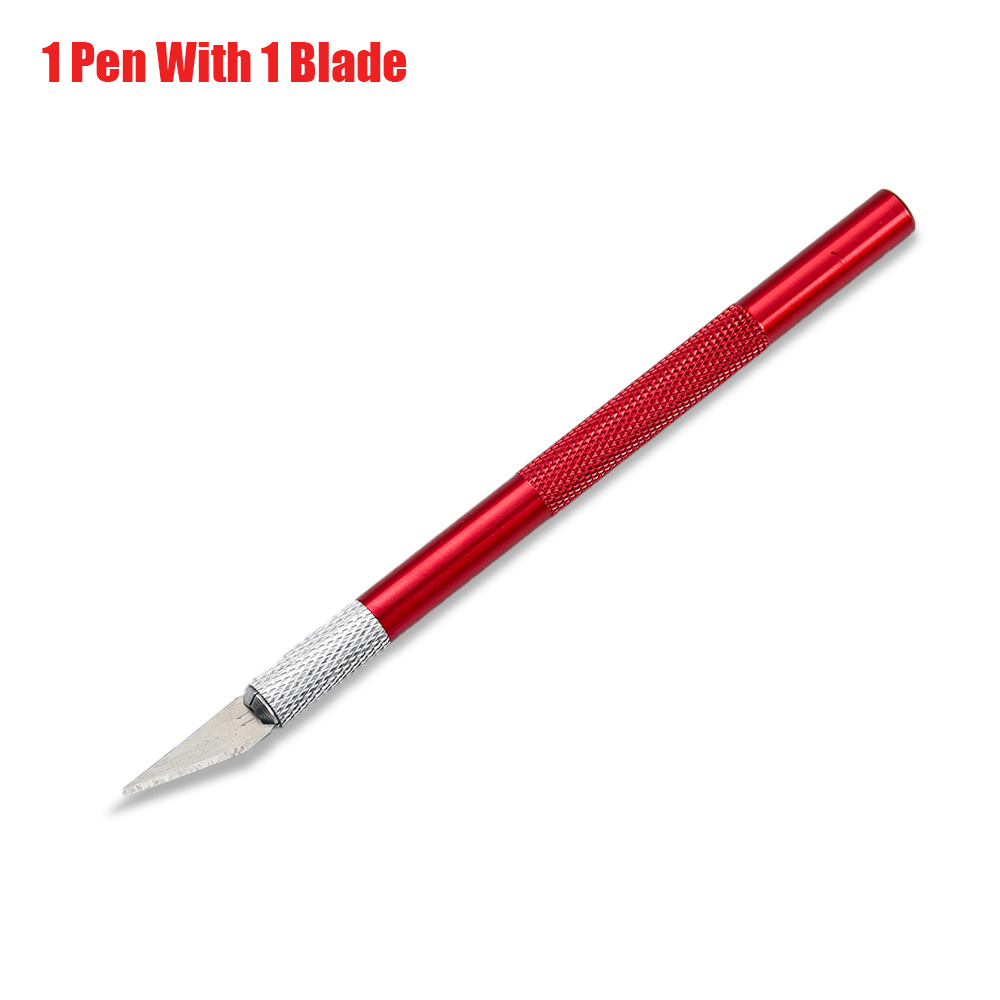 Carving Metal Knife DIY Art Cutting Tool Craft Cutting Kinfe Engraving Cutter with Blade Safety Cutter Paper Knife Cutting Pen: red