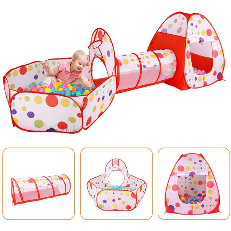 3 in 1 Portable Toys Tent Children's Play Tent For Kids Baby Toys Ball Pool Playpen Large Space Tunnel Play House