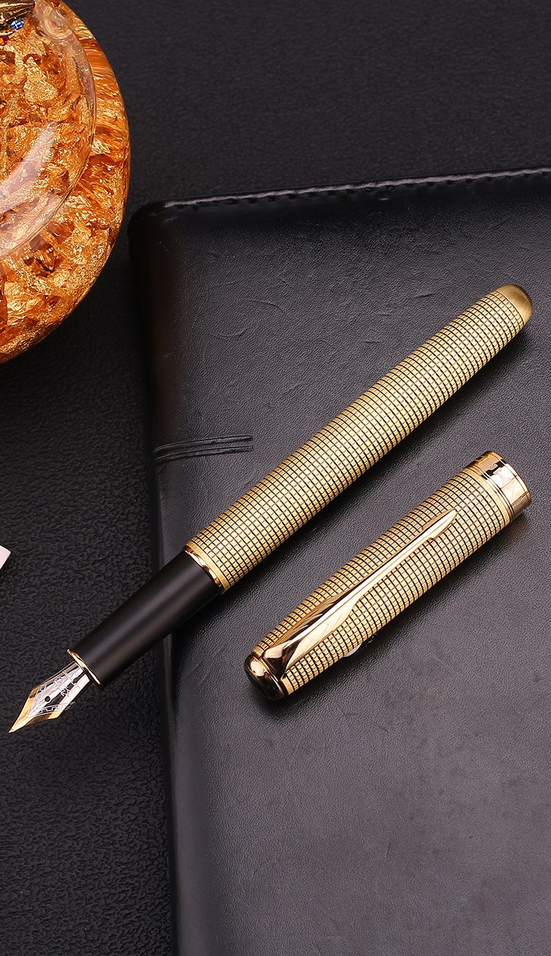 Jinhao Fountain Pen Luxury Bronze Ink Pens Metal Golden Clip Pens Office: 601 qinggutong F