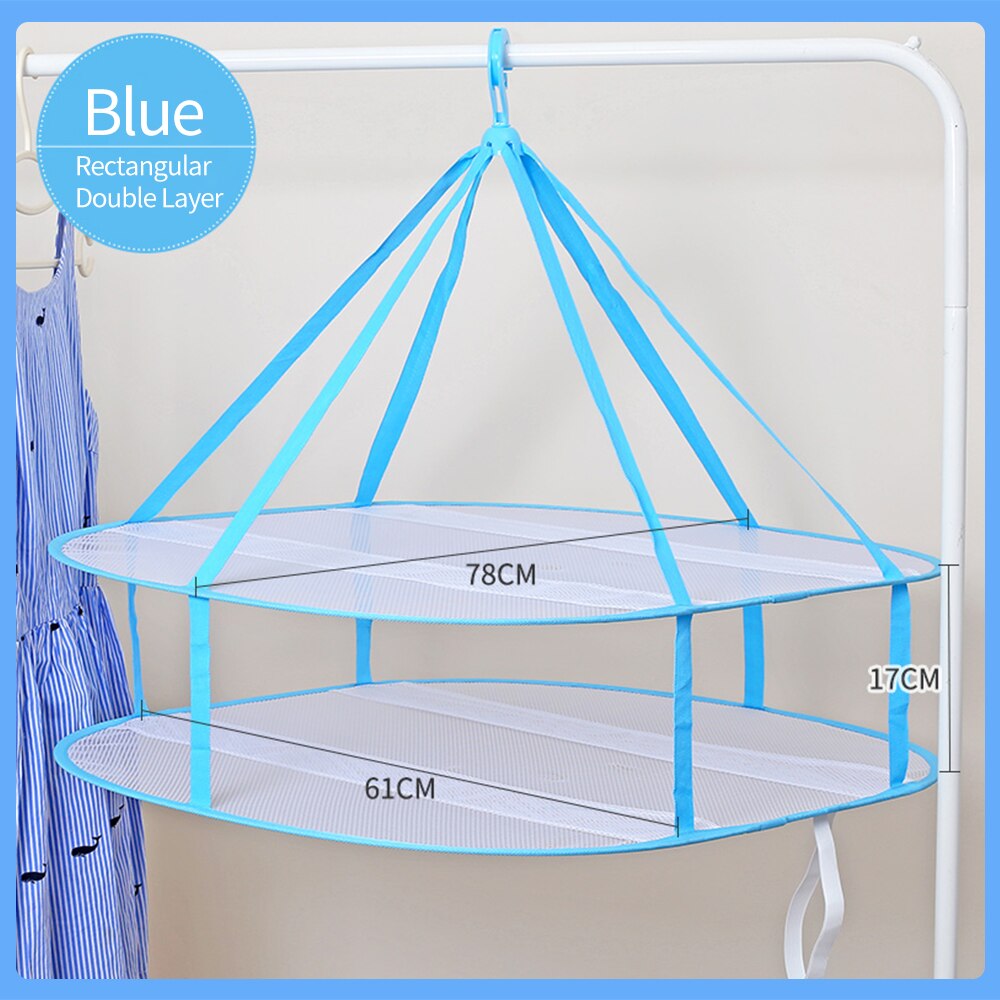 Liangduo Double-Layer Clothes Drying Net Hanging Clothes Laundry Basket Breathable Dryer Sweater Cloth Net Dry Rack Mesh Hanger