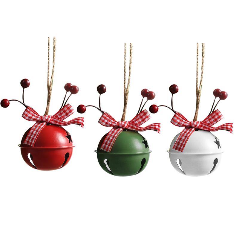 3Pcs DIY Christmas Tree Craft Metal Snowflake Jingle Bell Beads Merry Christmas Bell Christmas Tree Ornament Decoration: 02