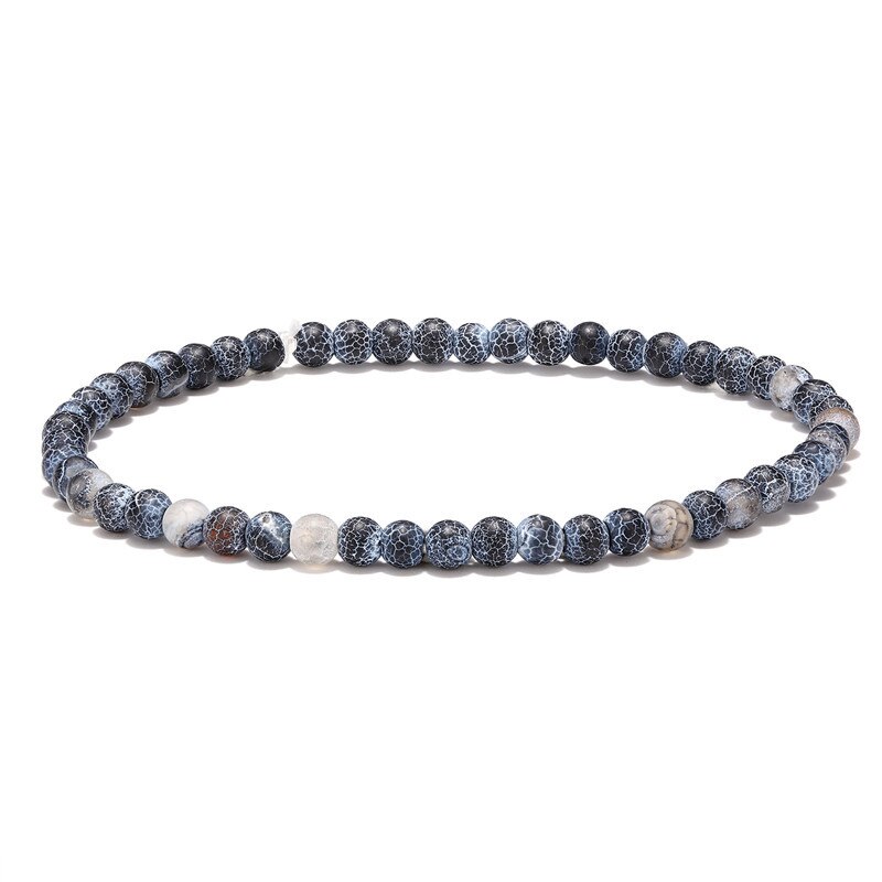 Cadena de cuerda de Buda Tibetano para hombre, pulsera ajustable chapada en plata, con cuentas de piedra Natural azul, 3 unids/set por juego, de joyería