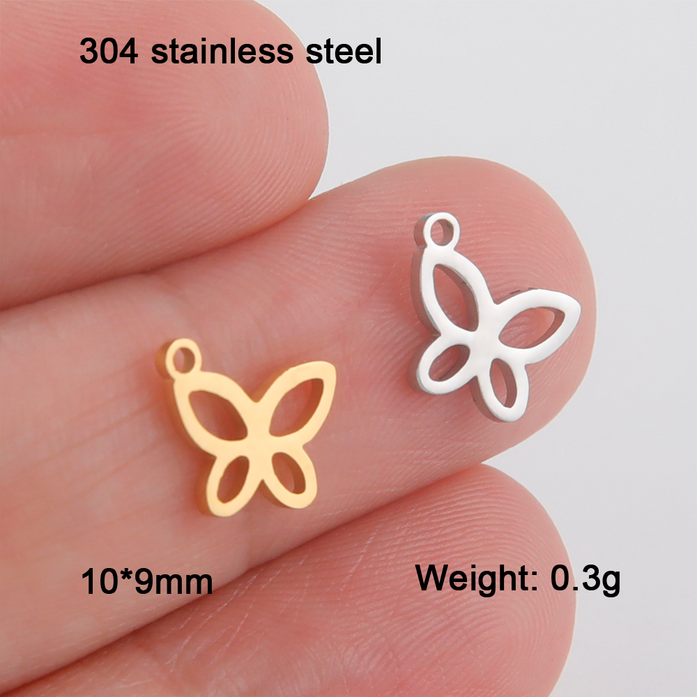 EUEAVAN 5 stks Dier Rvs Charms Kat Vlinder Poot Libel Vissenstaart DIY Hanger Ketting Sieraden Maken Accessoires