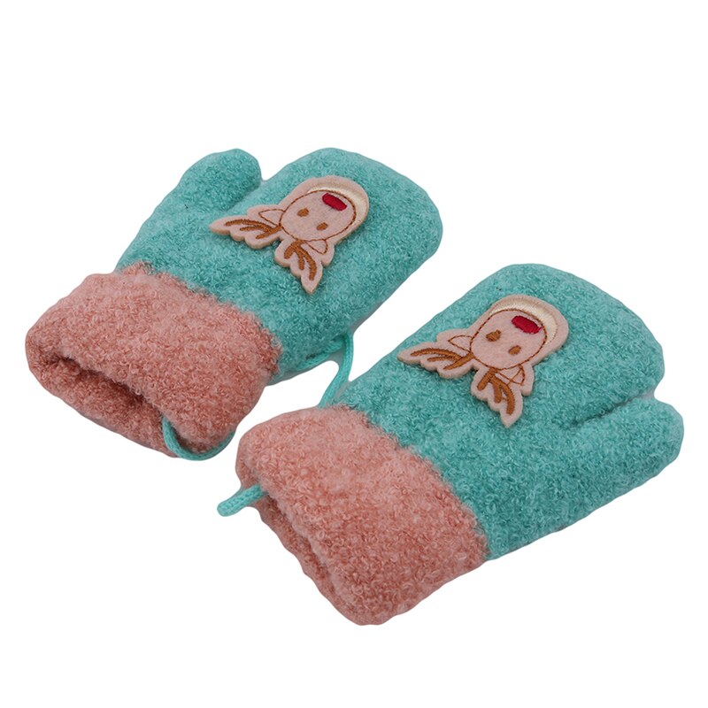 Children Clothing Cotton Flock Spring Autumn Winter Gloves Toddler Kids Cute Thicken Christmas Deer Girls Boys: light blue