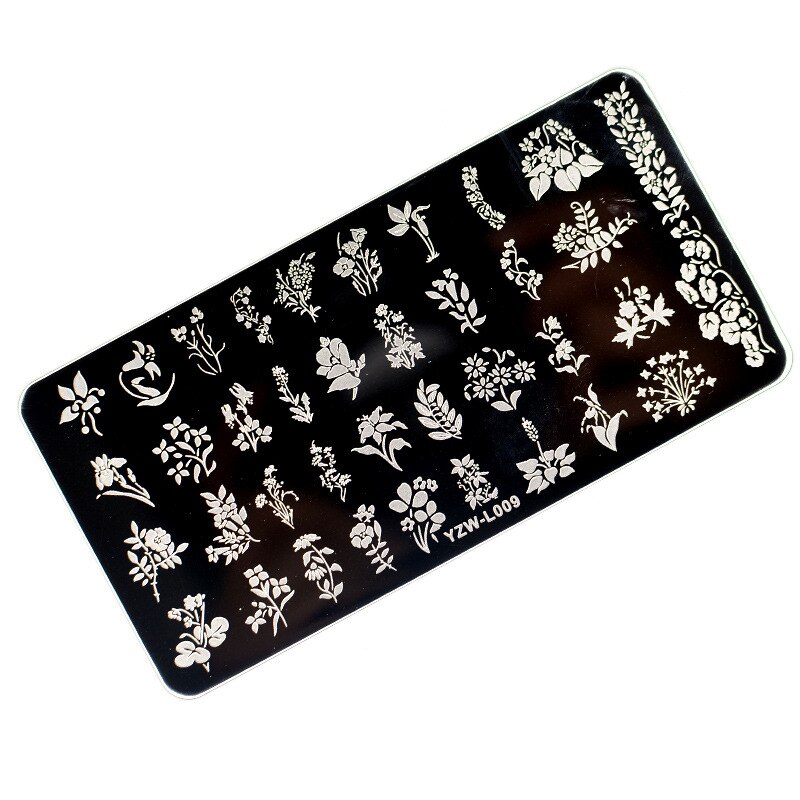1PC Edelstahl Druck Nagel Stanzen Platten Manikübetreffend Blätter Ahorn Schablone Schimmel Weihnachten Schneeflocken Nagel Kunst DIY Dekorationen: YZW-L09