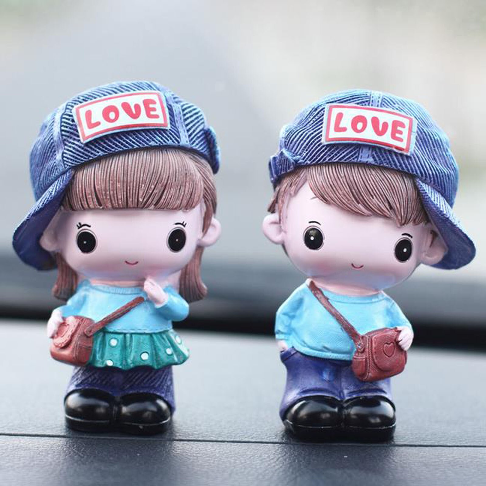 4 # Wishing Paar Beeldjes Leuke Auto Pop Ornamenten Auto-interieur Decoraties Beeldjes Miniaturen Beste Voor Uw Liefhebbers: C
