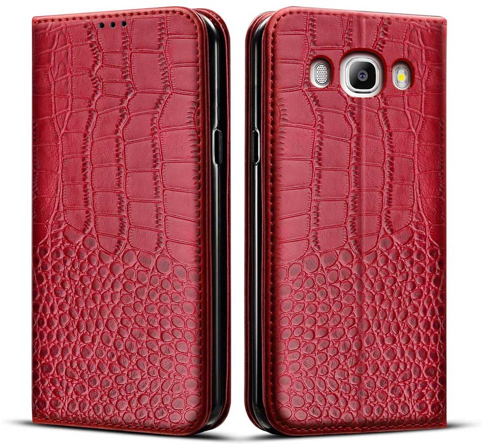 Telefon Fall Für Samsung Galaxy J5 J510F Silikon flip leder Schutz Abdeckung Fällen Für Samsung J5 J510 Stoßstange: Style 1 Red