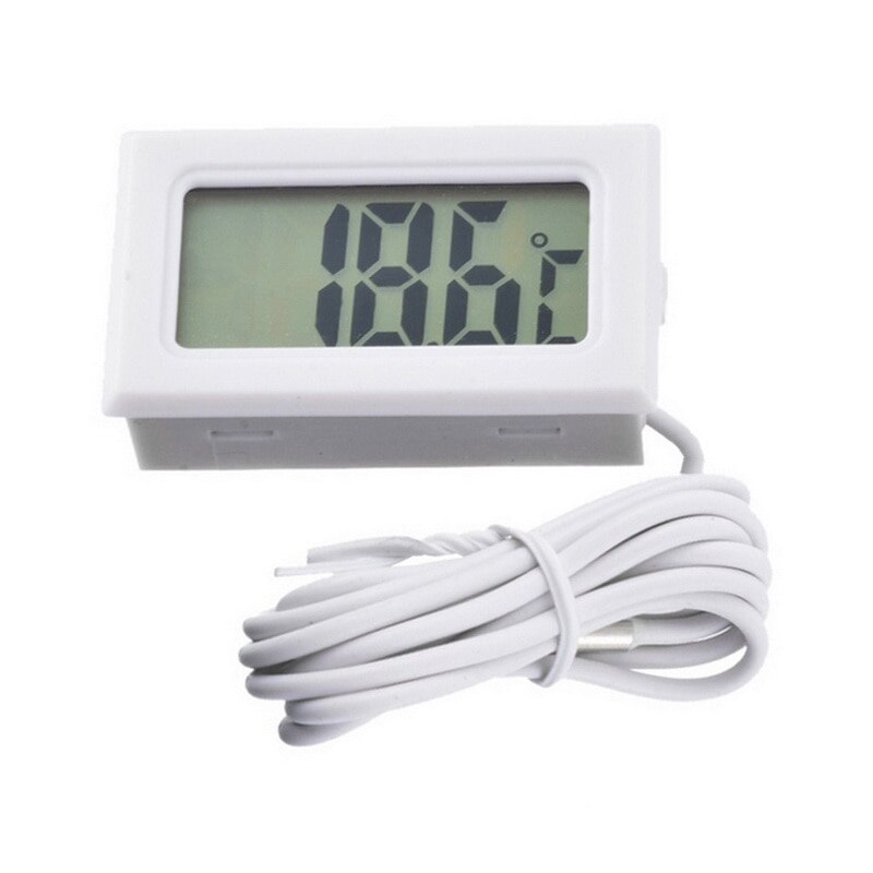 LCD Digital Thermometer -50~110 degree Fridge Thermometer Fridges Freezers Coolers Aquarium Chillers Mini Probe Instrument: white 2M wire