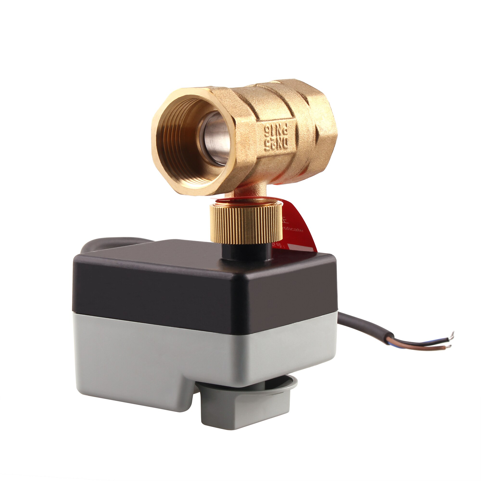 AC220V DN15 DN20 DN25 Motorized Ball Valve 220V 2-Way Brass Electric Valve Three Wires Electric Actuator with Manual Switch RU