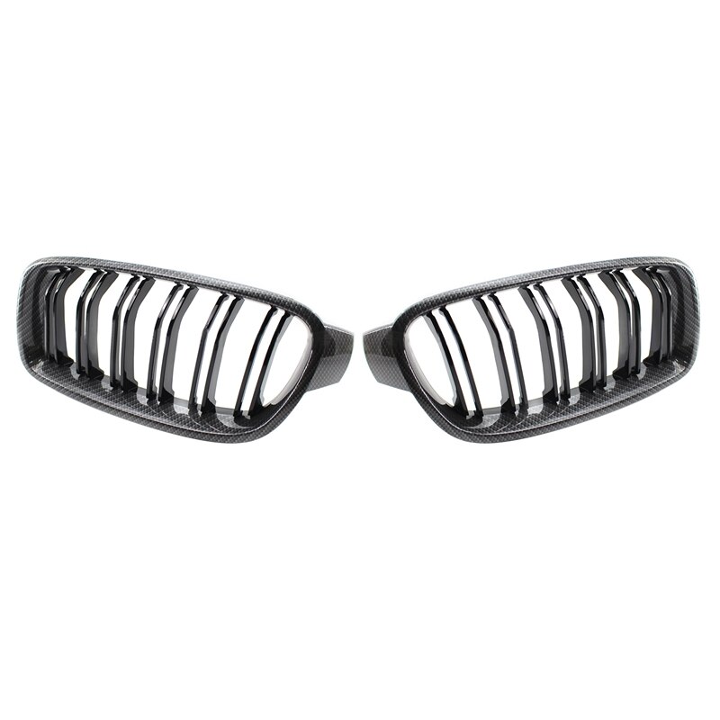 Car Carbon Fiber Double Line Front Hood Kidney Grill for -BMW 3 Series F30 51130054493: Default Title