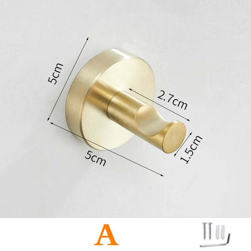 Stainless Steel Brushed Gold Robe Hook Wall Mounted Towel Hook Clothes Hook Bathroom Kitchen Door Hook Hardware: A