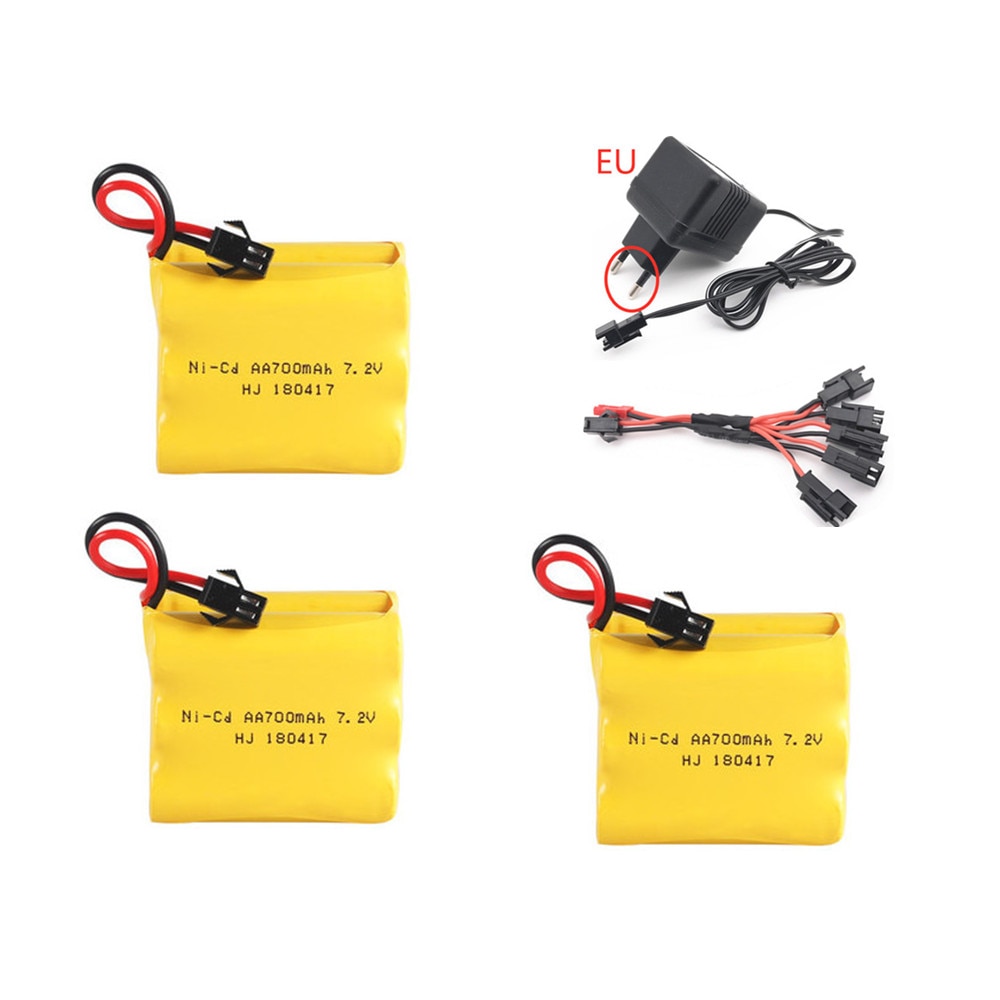 7.2v 700mah Ni-CD Battery Charger set For Rc toys boats Car truck Tank Train Guns parts NICD AA 7.2v Rechargeable Battery Pack: Black