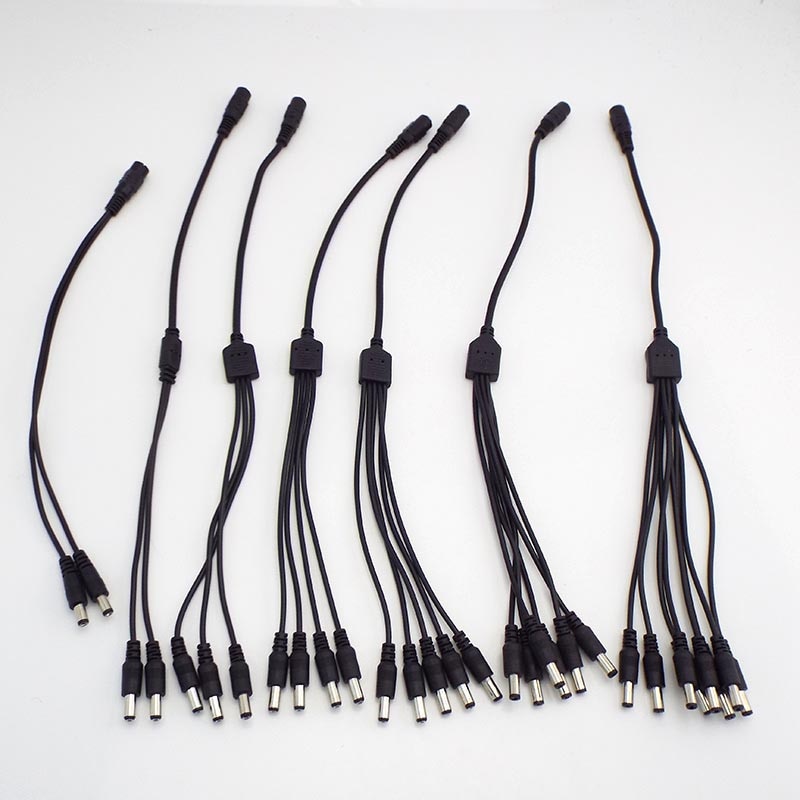 1 to 2/3/4/5/6/8 Way DC Power Splitter Cable for CCTV Camera Adapter Connector Female to Male Plug Power Supply Wire 2.1*5.5mm