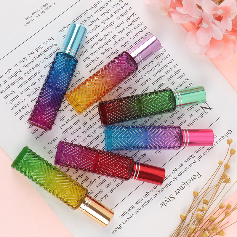 15Ml Mini Geur Hervulbare Glazen Flesjes Cosmetische Verpakkingen Spuitfles Kleurrijke Vierkante Glas Lege Fles