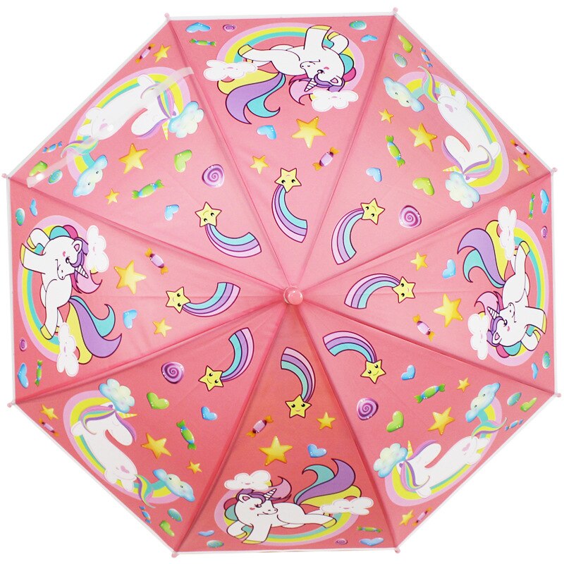 1pc søde enhjørning børn paraply miljøbeskyttelse materiale gennemsigtig paraply barn lige håndtag paraply parasol