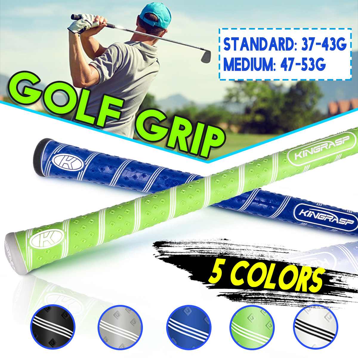 nouveaux Clubs de Golf Grip Standard/moyen Golf Putter Grip caoutchouc Golf Grip antidérapant Golf Grip 5 couleurs au choix 1 pièce