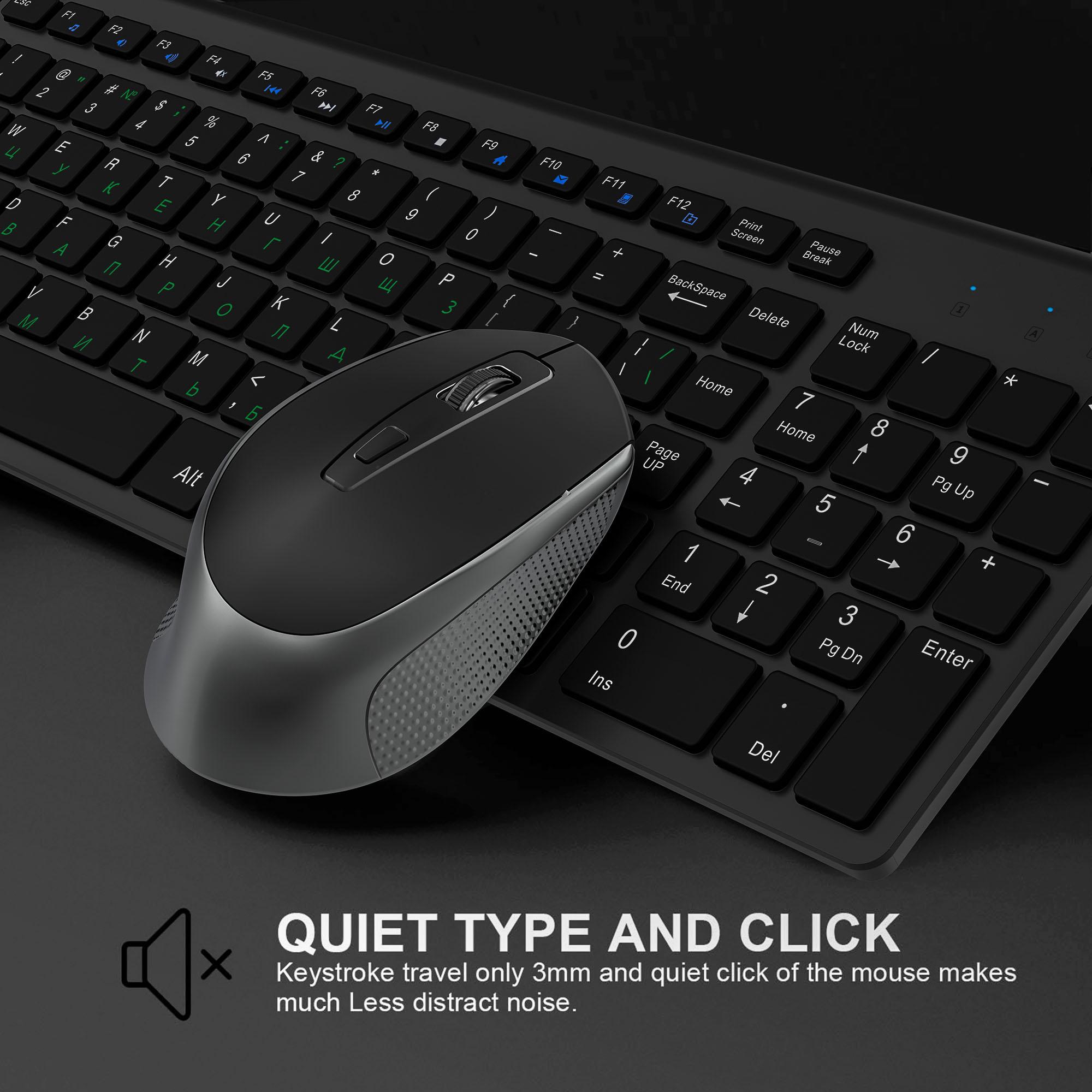 Russian Wireless Keyboard Mouse Set Ergonomic Mouse PC Mause Silent Button Keyboard and Mouse Combo 2.4G for Laptop PC