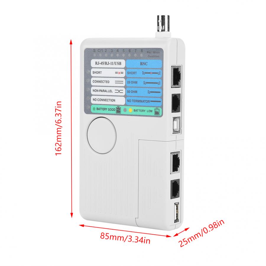 4-in-1 Portable LAN Cable Tester Remote RJ11 RJ45 USB BNC for UTP STP Cables Circuit Breaker Finder