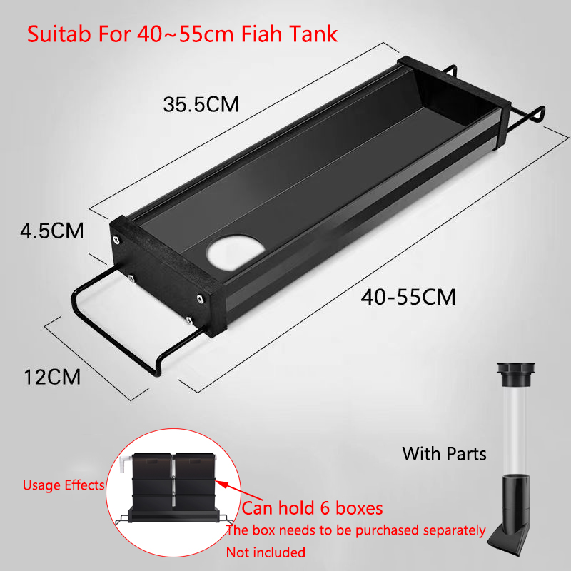 Caja de goteo para pecera, accesorios de Base, soporte para caja de filtro de acuario, placa inferior de filtro superior para filtro, caja de goteo para acuario: Negro