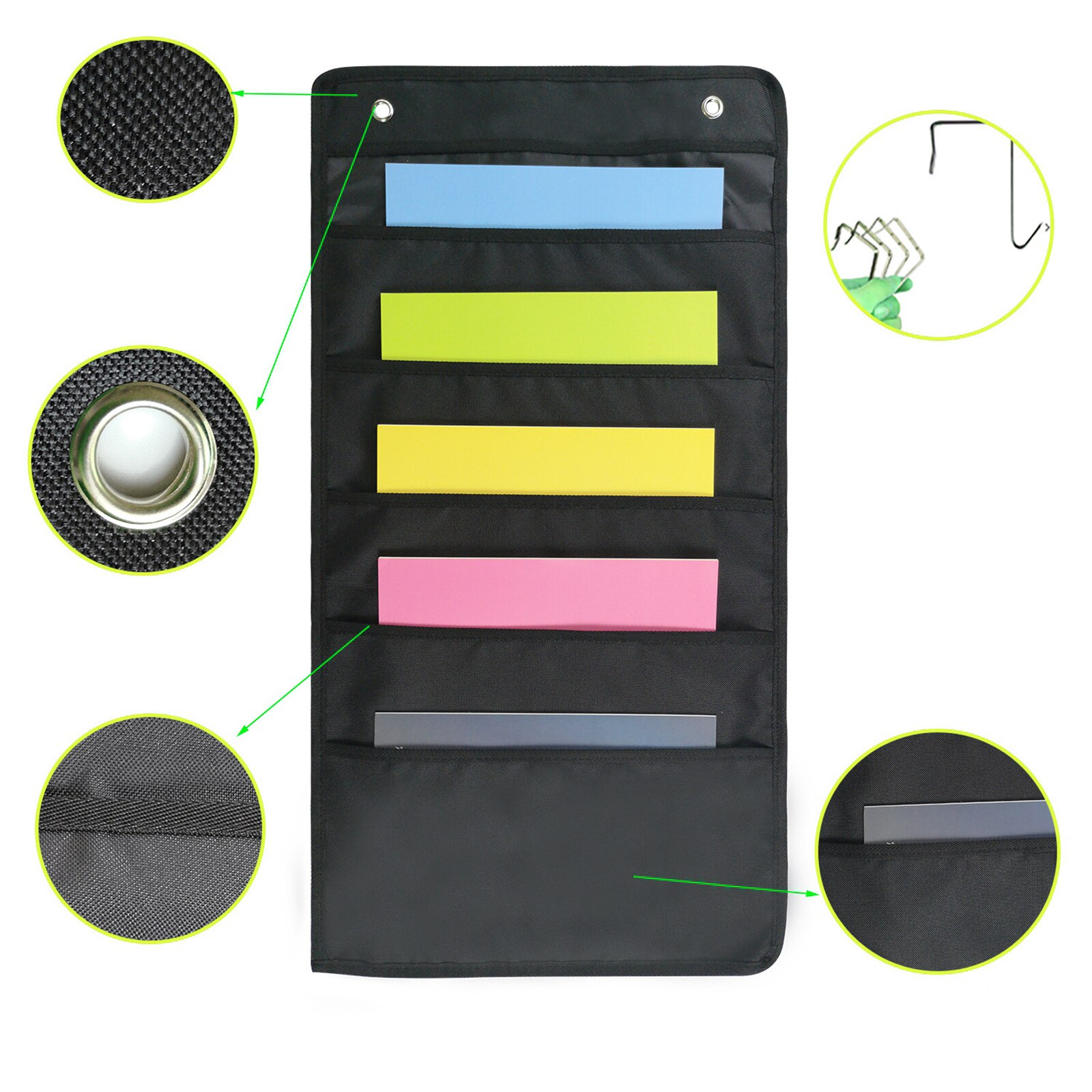 Classroom Pocket Chart Daily Paper File Organizer Magazine Holder Newspaper Homework Organize with 2 Hooks Educational Charts
