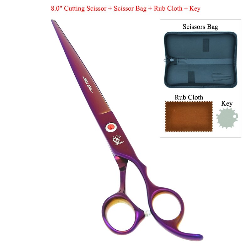 8" Pet Scissors for Dog Grooming Japan 440C Pet Cutting Shears Animal Trimming Thinning Tijeras Curved Shear B0045A: B0045A-02-80
