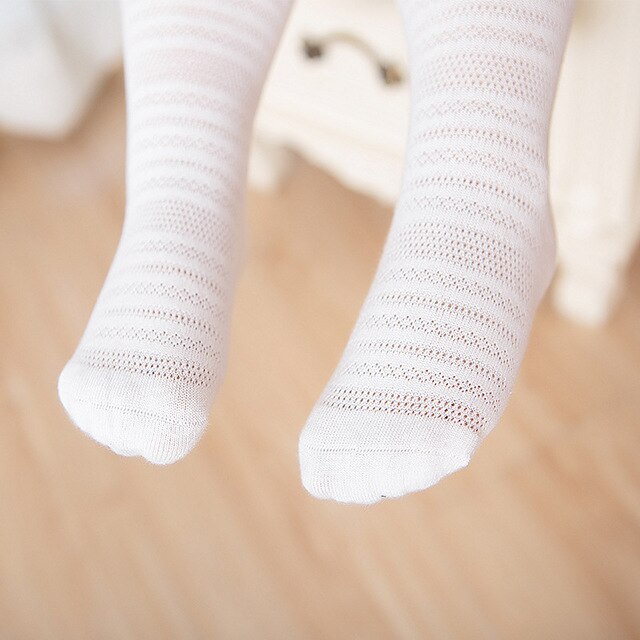 Neue sommer Baby strumpfhosen atmungs dünne baumwolle Gittergewebe freundlicher mädchen weiß strumpfhosen freundlicher freundlicher Baby mädchen strumpfhosen