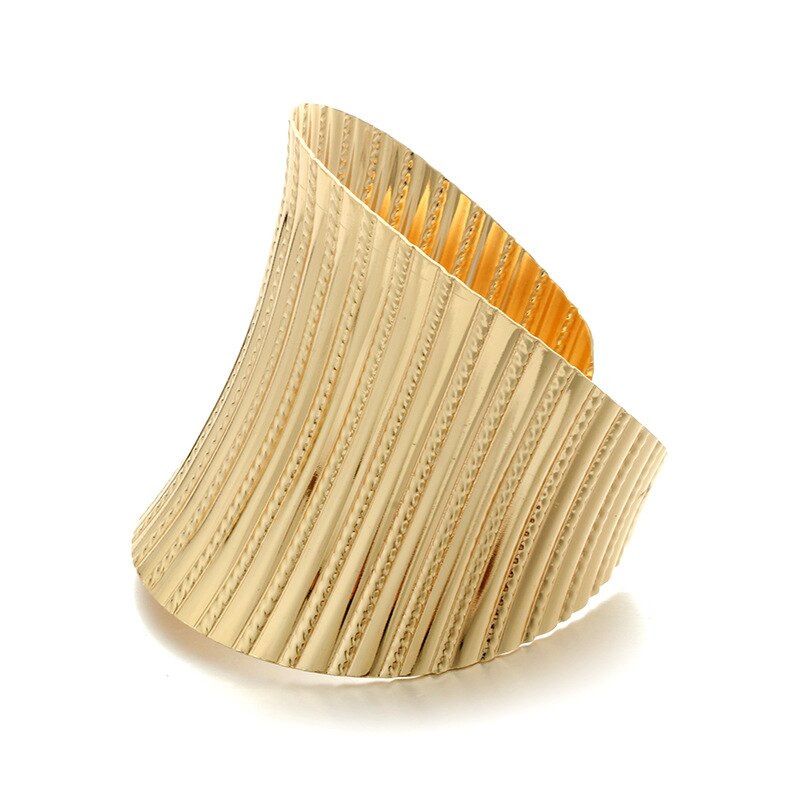 Find Me Vintage Curved Ethnic Big Cuff Bracelet Boho Statement Irregular Punk Bracelets Bangle For Women Jewelry: gold