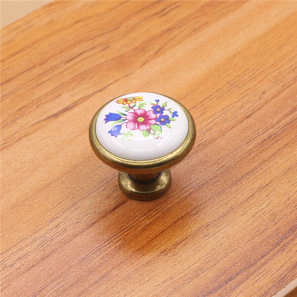 10 stks 32mm Kleurrijke Keramische ronde Kast Knoppen Deur Handgrepen Kast Lade Kast Meubels Handvat Knoppen: E
