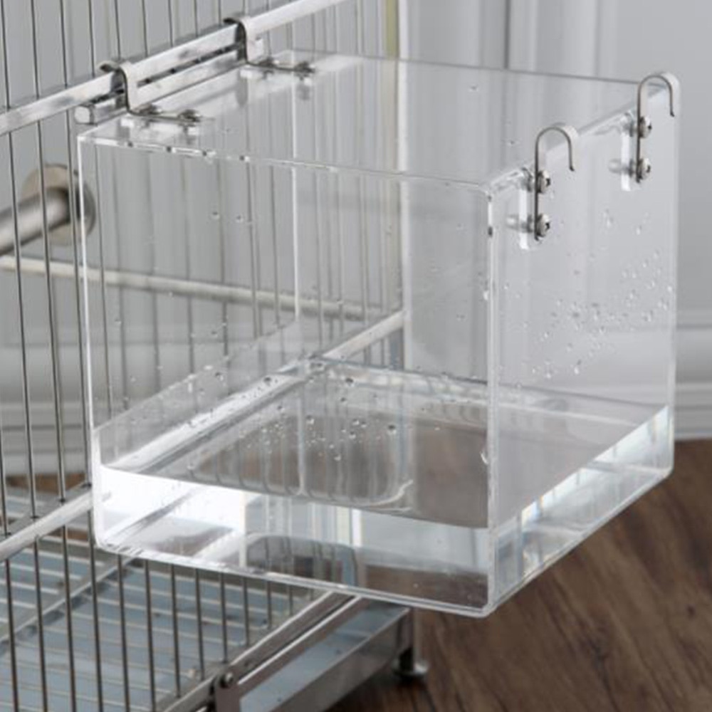 Transparent Pet Bird Bath House with Hanging Hooks for Parrots Cockatiels Parakeets Bird Bath House 13*11*1cm