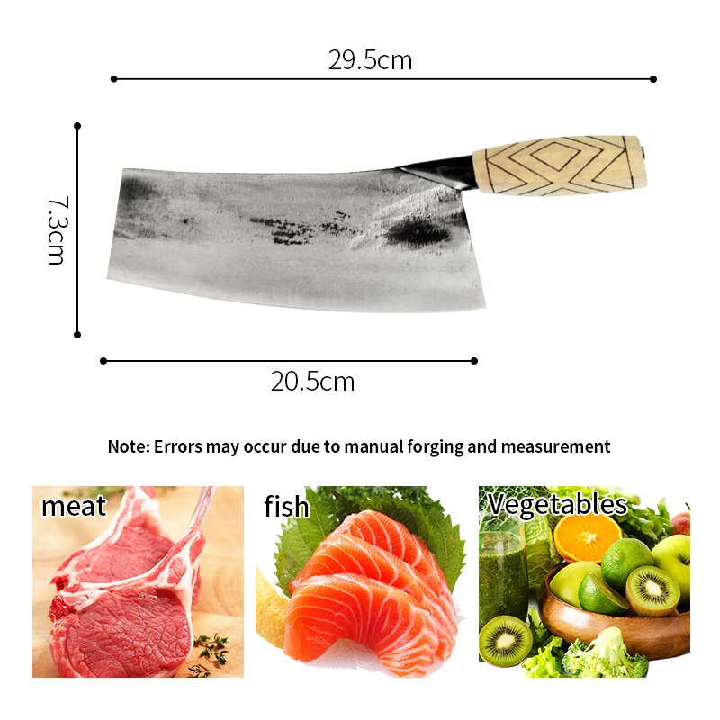 Kitchen Knife Handmade Forged Chinese Chef Knife Cleaver Meat Chopping Fish Filleting Vegetable Cutting High Carbon Clad Steel