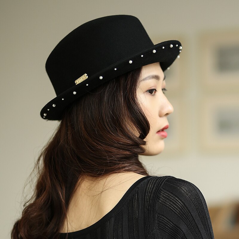 Sedancasesa klassiske bowlerhatte til kvinder australien uldfilthat sejler efterår vinter dame fedora kasket