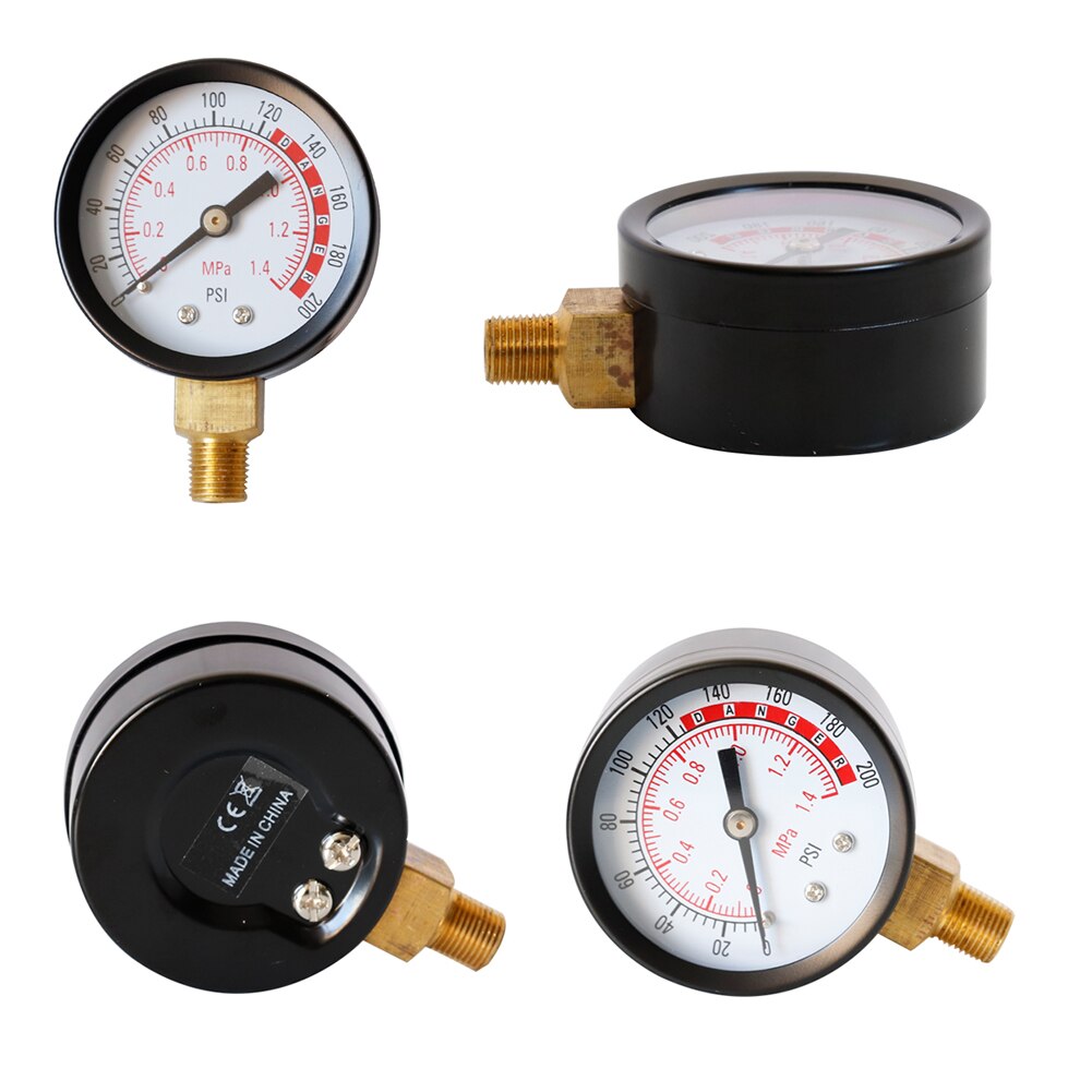 0-200 PSI manomètre pour réservoir d'air 1/8 "NPT montage inférieur 0-1.4 Mpa