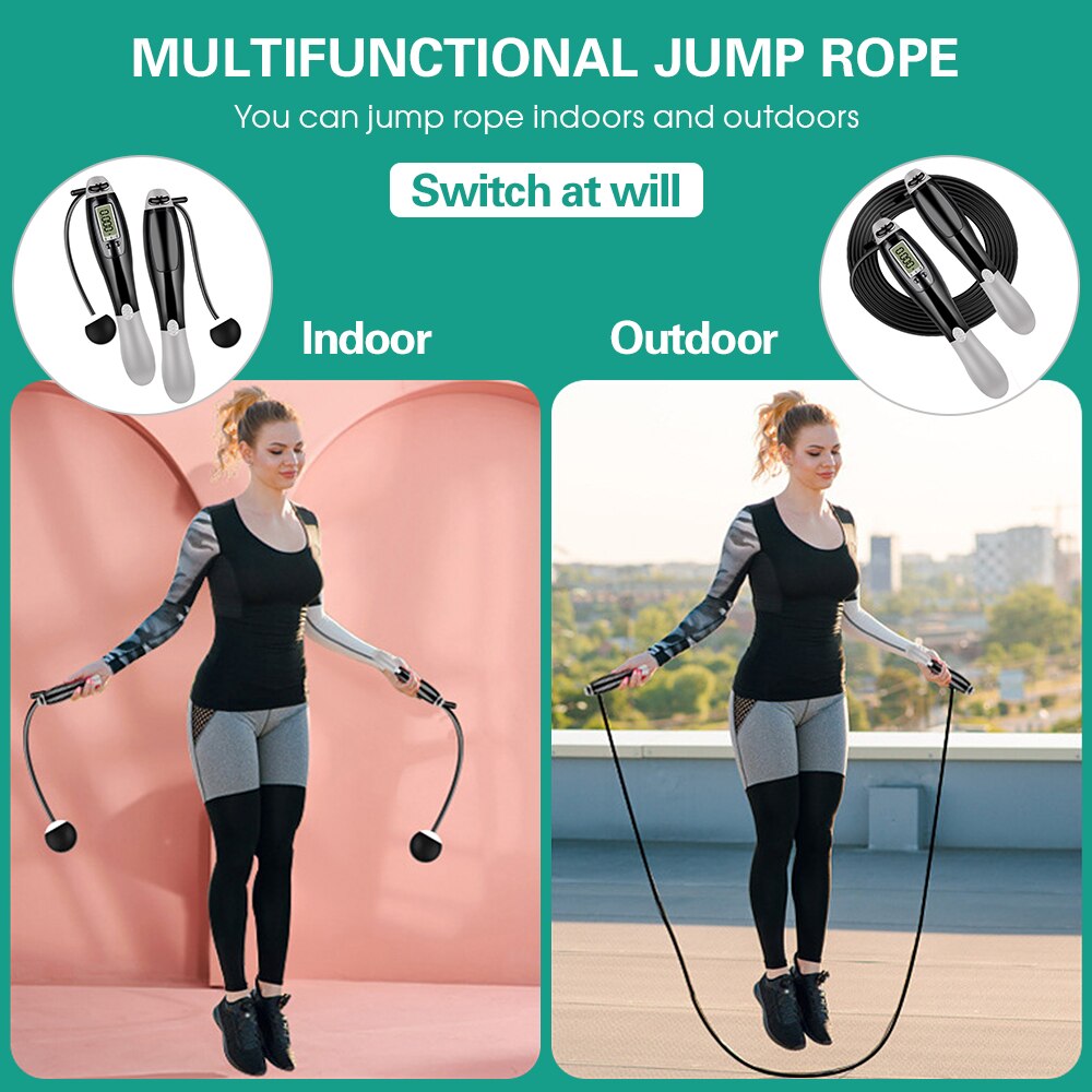 Fitness Equipment Intelligent Counter Jump Rope Steel Wire Ski Rope Two Way Jump Rope Adjustable Ski Rope Exercise Rope