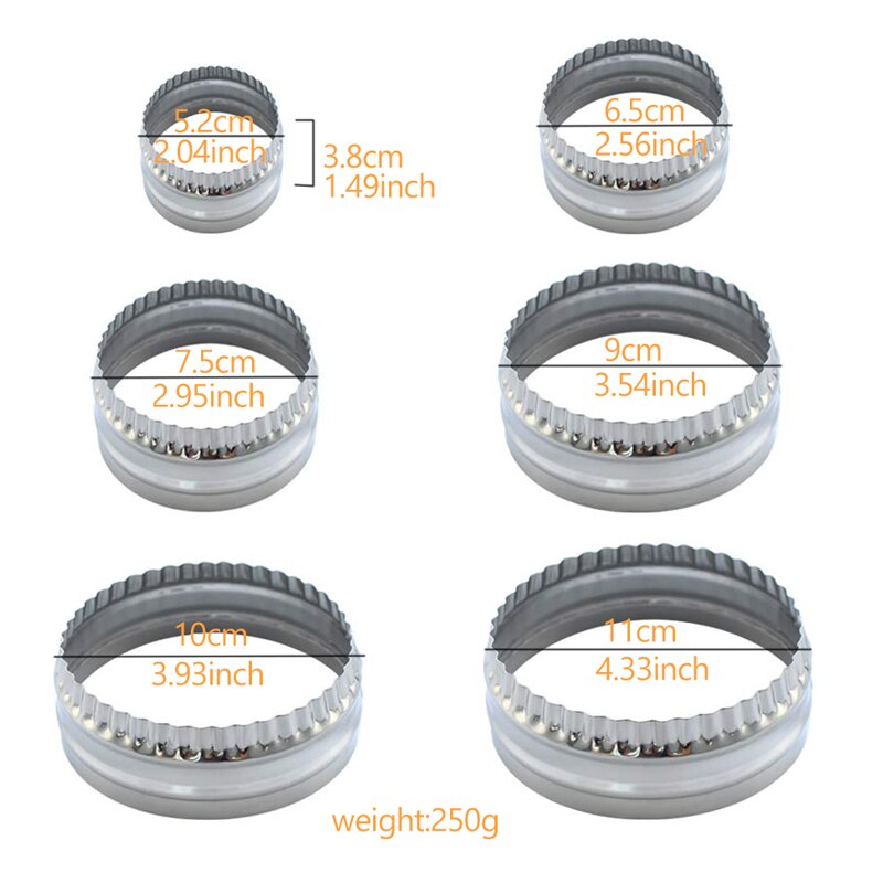 Emporte-pièce métallique carré ou rond, 6 pièces, double face, pour pâte à gâteau Fondant, Diy, 115