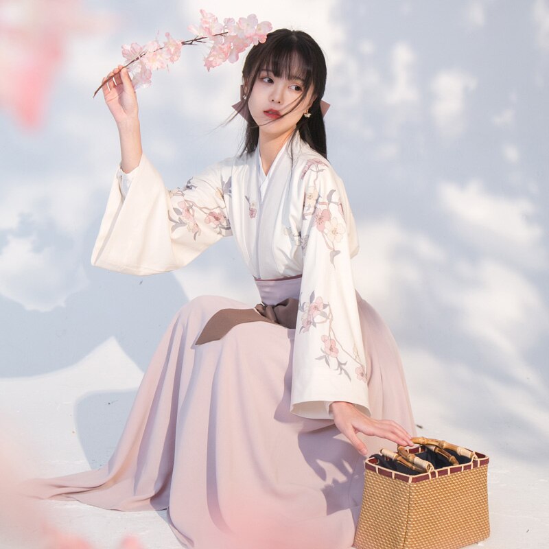 Kimono de manga larga para mujer, vestido tradicional coreano, Yukata, Hanbok, Hanfu estampado, algodón
