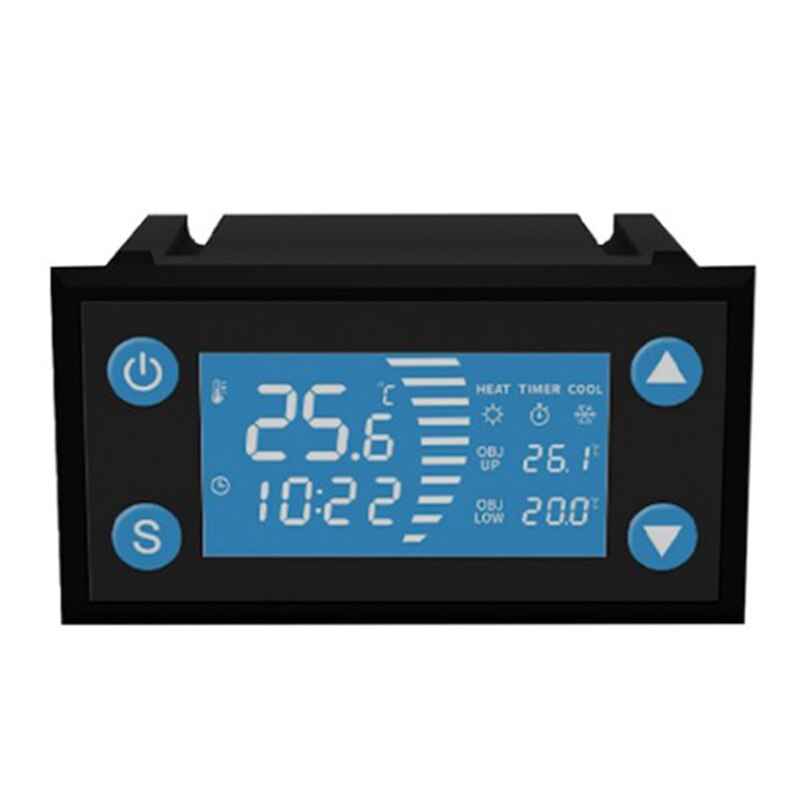 W1213 AC 110 -220V Smart Temperature Controller LCD Digital Thermostat Timer Sensor Probe Cool Heat Mode: Default Title