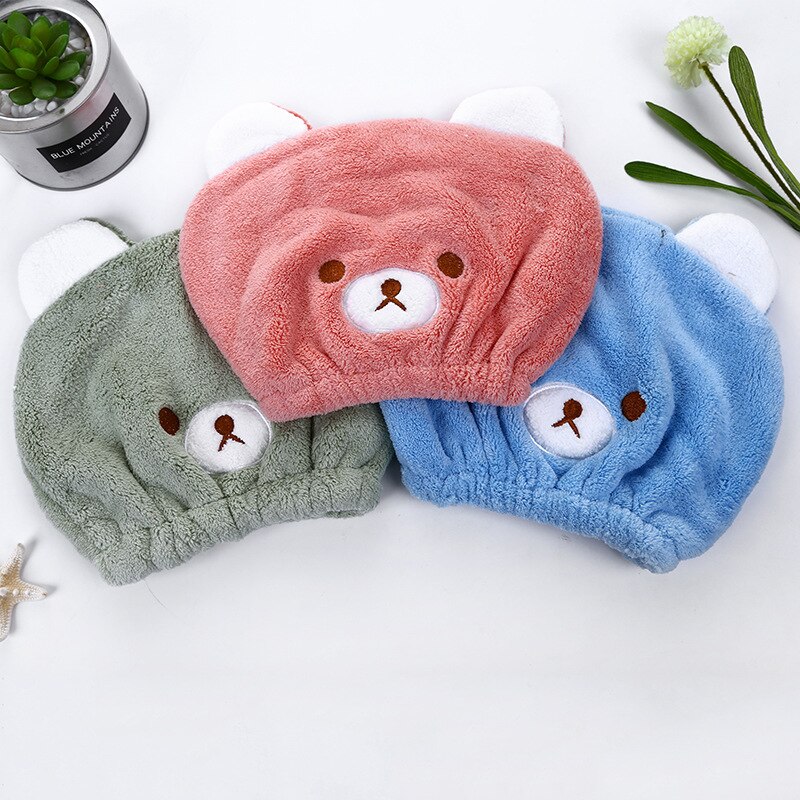 Children's dry hair cap Cute animal embroidery super absorbent dry hair cap Children's dry hair towel