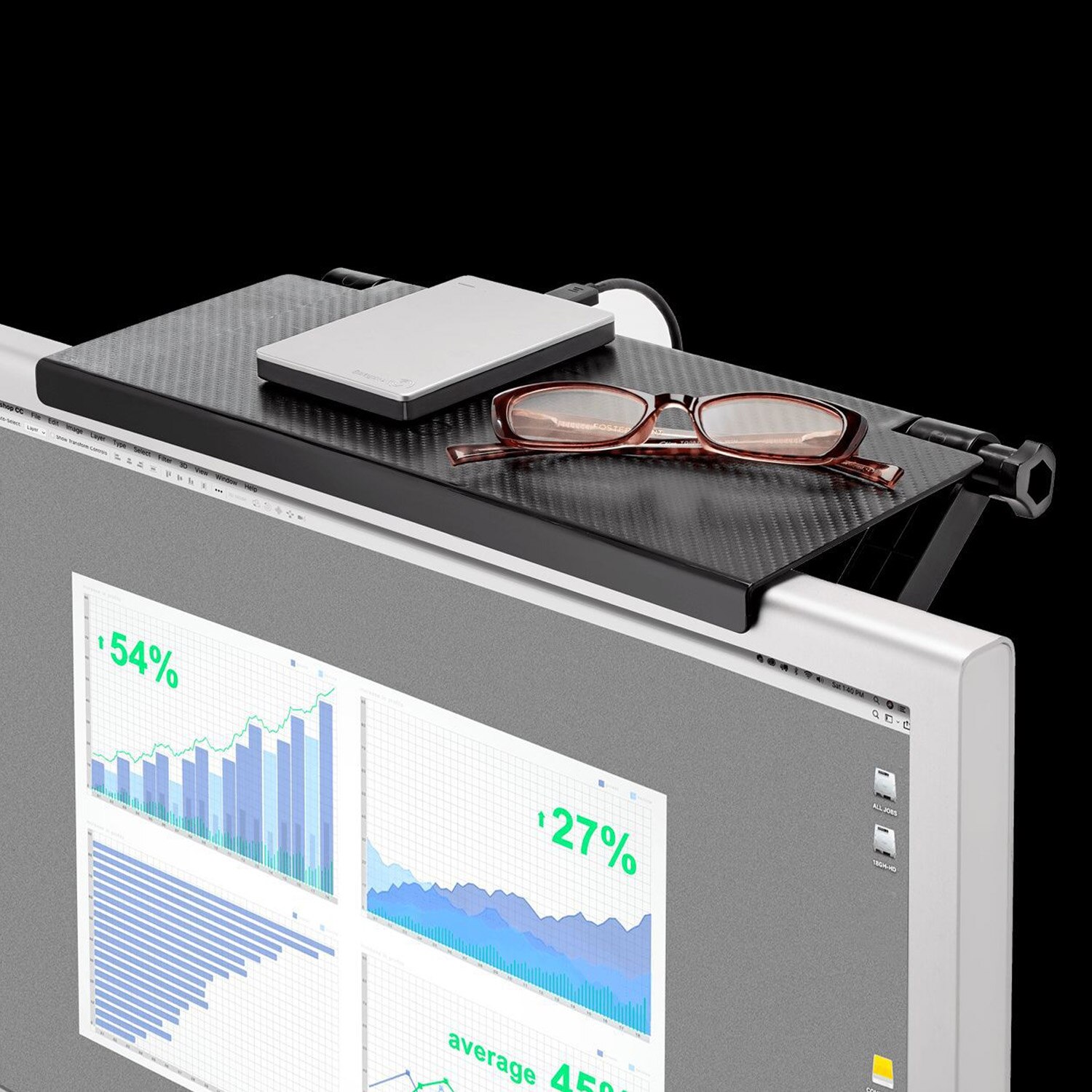 Besegad Computer Monitor Riser Desktop Stand ABS TV Rack Display Shelf Storage Desk Plastic Organizer Desktop Home Office Screen