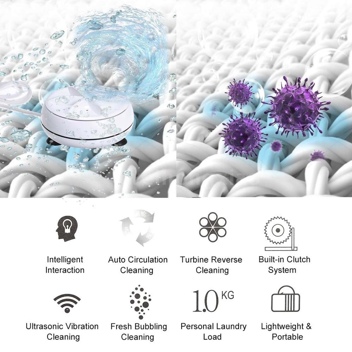 Mini Ultrasonic Washing Machine remote automatic Washer Prevent Winding Wave Wheel Laundry machine portable Household dormitory