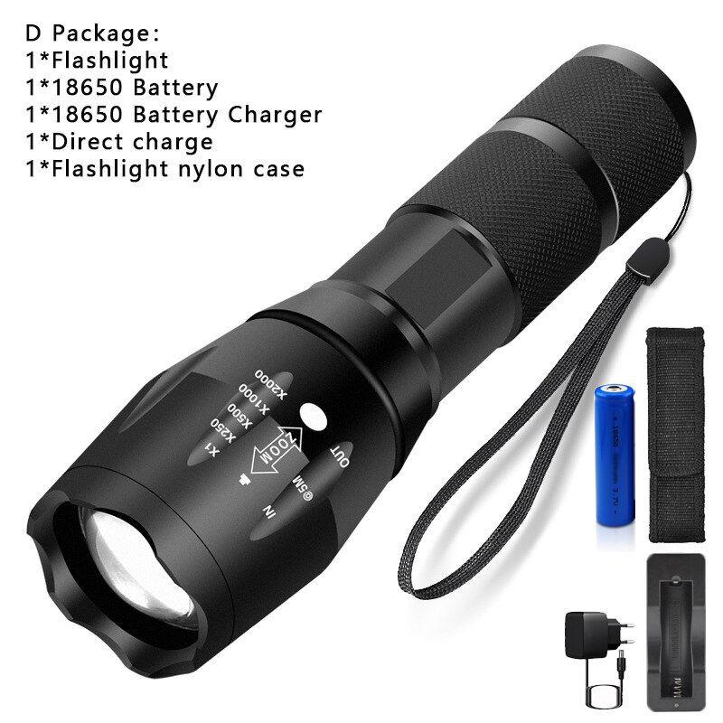 Ultra Bright Led flashlight T6&UV 395 LED Torch Light Camping light 5 Modes waterproof Zoomable Bicycle Light use 18650 battery: D / UV 395 Light
