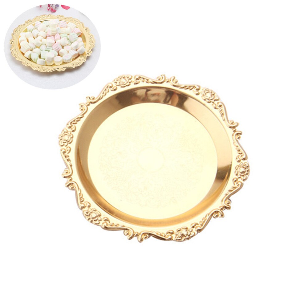 Delicate Fruit Platter Dessert Plate Cake Dish Snacks Tray Decorative Tableware for Wedding Party Home (Golden): Golden